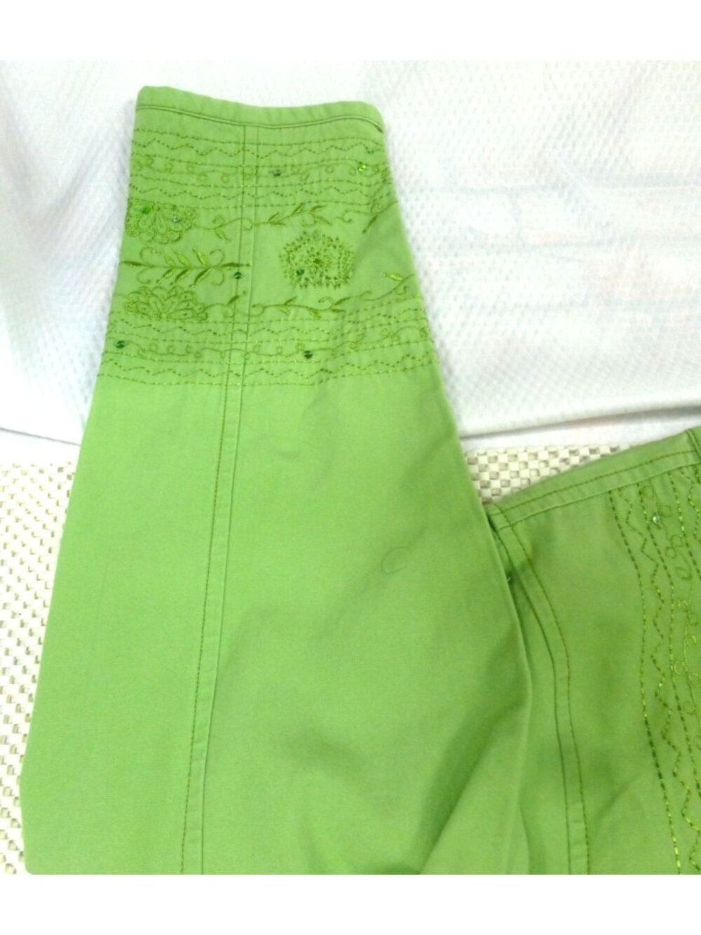 Chicos Carrie Ann Gecko Embellished Green Jacket Size 3 Beaded Floral Design NWT - Picture 10 of 13
